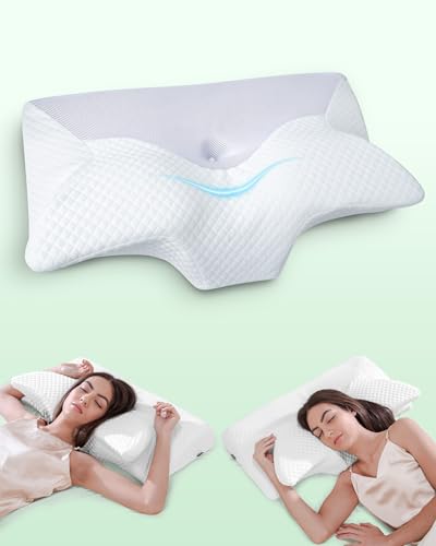 FEYIDEO Memory Foam Kissen Bettkissen zum Schlafen King Size Seitenschläferkissen Nackenstützkissen für Rücken-, Seiten- und Bauchschläfer, 70x40x8.5/14cm