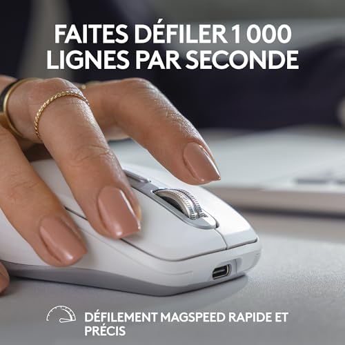 Logitech MX Anywhere 3S Souris Sans Fil Silencieuse, Compacte, Défilement Rapide, Suivi toute Surface en 8K DPI, Boutons Programmables, USB C, Bluetooth, Windows PC, Linux, Chrome, Mac - Graphite