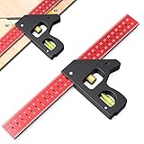 Kombinationsset, quadratisch, Tischler, Ingenieur, Markierungslehre, 45/90 Grad, mit Wasserwaage,...