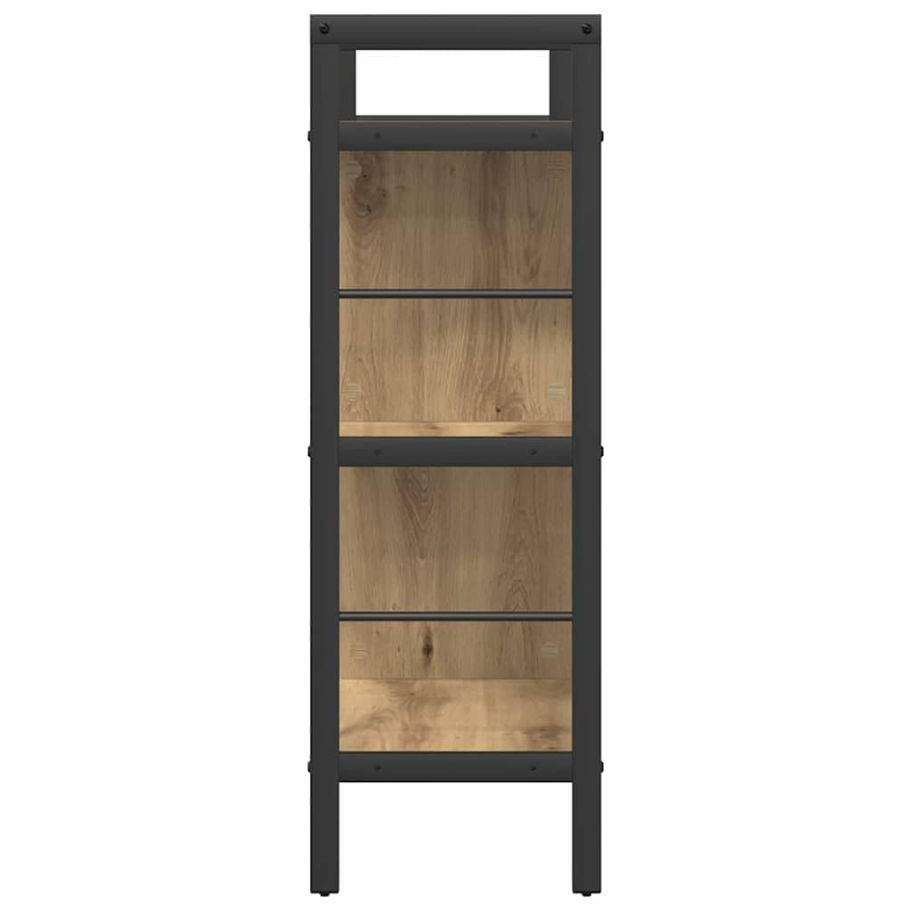 Estantería de madera de roble Artisan, con marco de acero resistente, 75 x 30 x 91 cm, para salón, oficina, estudio, independiente con mucho espacio de almacenamiento y estante versátil