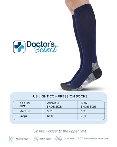 Image of Doctor's Select Bamboo Viscose Light Compression Socks for Women & Men - 3 Pairs, 8-15 mmHg Compression Socks, Knee High