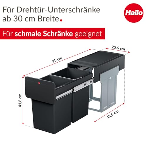 Caneca de basura rectangular Hailo 28 L negra miniatura 6