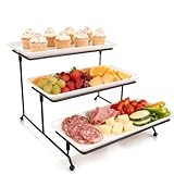 Irishom 3-stufige Servierschale, Lebensmittelständer mit Weißen Porzellanschalen Abgestufte Servierplattendekor für Esstisch Hochzeitsfeier