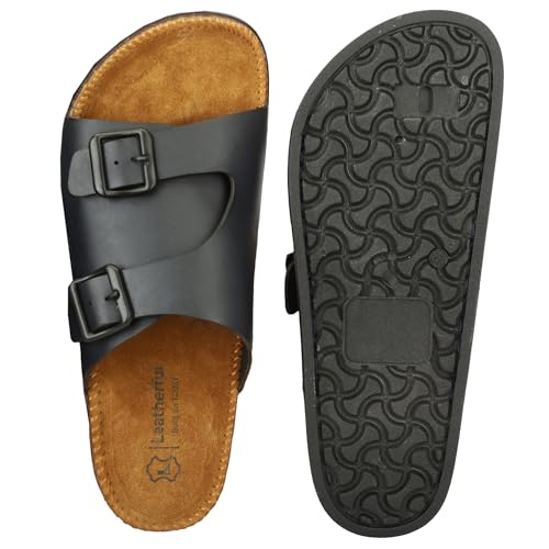 Image of Leatherful Men's premium leather slipper | Genuine Leather upper | Suede Leather Insole | PU sole | Stylish flip flop for men |