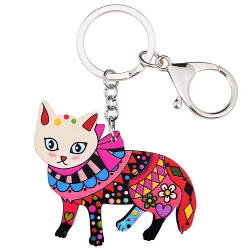 Preisvergleich Produktbild GPZEDCDB Schlüsselanhänger Schlüsselring Acryl CAT Schmuck Kätzchen Muschi Schlüsselanhänger Pom Geschenk für Frauen Mädchen Geschenke Tasche Charme Schlüsselbund Anhänger Schmuck
