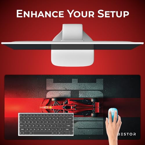 Image of BESTOR Extended Gaming Mouse Pad 90x45cm Large Deskmat - Ultra Smooth Speed Surface with Stitched Edges, Anti-Slip Rubber Base, Non-Slip Keyboard & Mouse Mat for Gaming, Office & Professional Setup