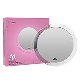 10X Magnifying Mirror 6 Inch with 3 Suction Cups Easy Mounting，Gospire Round Pocket Magnified Mirror Used for Precise Makeup Application Eyebrows/Tweezing/Shaving/Blackhead/Blemish Removal