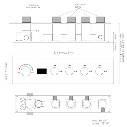 Sistema de ducha dual AYIVG en negro mate con 4 funciones, cabezal de lluvia y cascada de 16 x 24 pulgadas, cabezal de pared de 8 pulgadas con ducha manual y válvula digital miniatura 6
