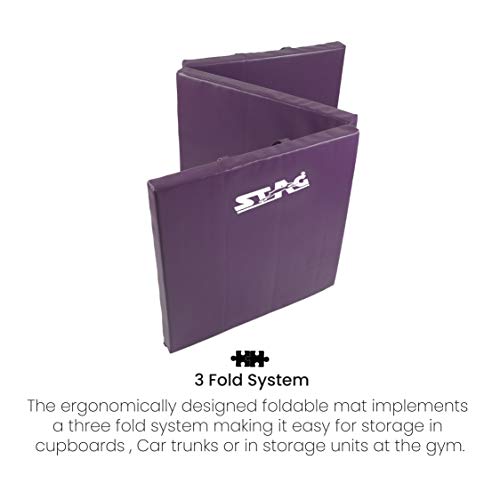 Image of STAG Multi-Purpose Foldable Fitness MAT 180 CM X 60 CM X 40 MM | Use as Tumbling mat, Gymnastics mat, Crash pad | Thick Foam | for Both Men and Women