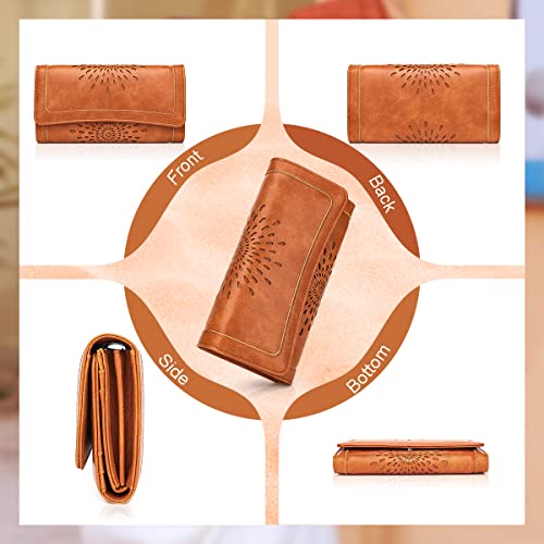 Aphison 330P2214BROWN-FBA Womens Wallets Rfid Blocking Pu Leather Clutch Long Wallet thumb #3