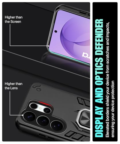 Image of WOW IMAGINE Shock Proof Back Case Mobile Cover for Samsung Galaxy S26 Ultra 5G 2026 | Back Cover Case (Tough Armor | Hybrid PC + TPU | Ring Holder & in-Built Kickstand | Black)