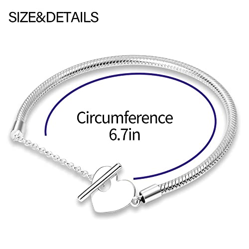 Kunsir 925 Sterling Silver Snake Chain Bracelet With Safety Chain Charm Bracelets For Women Teen thumb #2