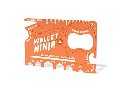 Wallet Ninja Multitool Card – 18 In 1 Credit Card Multi-Tool (Bottle Opener, Can Opener, Screwdrivers, Phone Stand & More) – Orange #TOP1