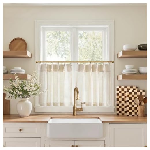 jinchan Linen Pinch Pleated Kitchen Curtains