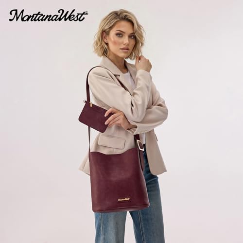 Image of Montana West Medium Hobo Bags for Women with Coin Purse, Soft PU Leather Bucket Shoulder Ladies Handbag with Adjustable Strap