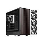 DIYPC DIY-ATX08-Wood Black USB3.0 /Type C ATX Mid Tower Gaming Computer Case w/Tempered Glass Side Panel and Walnut Wood Front Panel