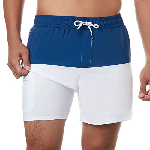 Image of BRISIRA Mens Swim Trunks Swim Shorts Quick Dry 5 inch Inseam Beach Shorts with Compression Liner and Zipper Pocket