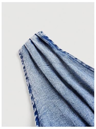 Floerns Women's One Shoulder Sleeveless Denim Vest Bowknot Ruched Y2k Crop Tank Top3