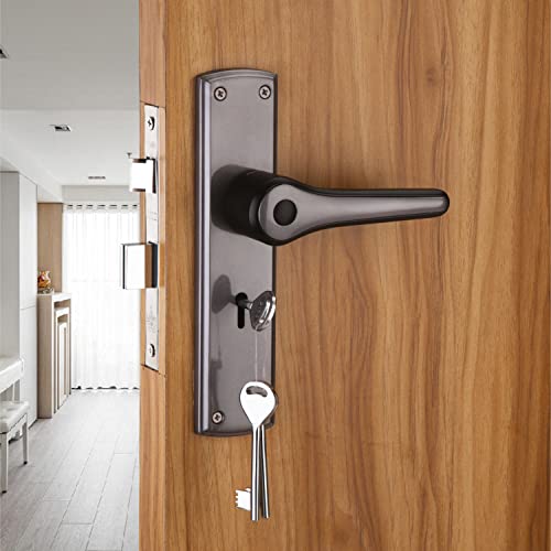 Image of Atom 8 Inch Heavy Duty Mortise Door Lock for Bedroom, Living Room, Main Door, Black-Gray Finish | 3 Keys | 6 Lever Double Stage Lockset for House Hotel Office (O66KY)