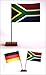 Produktbild Buddel-Bini Tischflagge Südafrika und Deutschland 90x140 mm mit Ständer aus Holz, Gesamthöhe ca. 20 cm Tisch Flagge Fahne