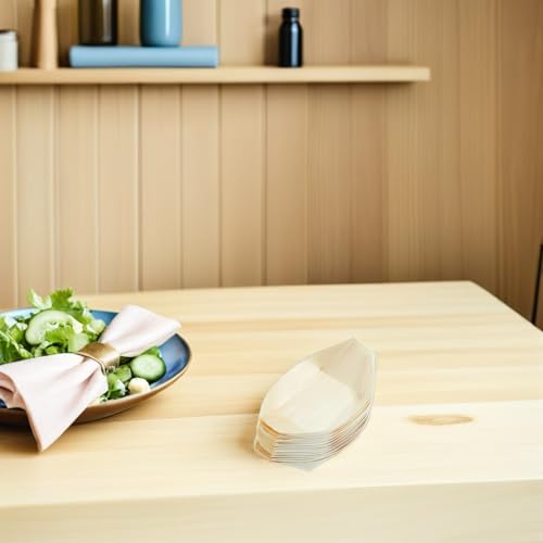 Platos desechables de madera para sushi en forma de hoja 13.5 cm miniatura 4