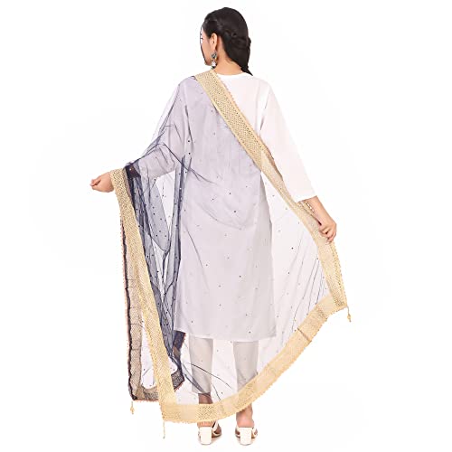 Image of Traditions Bazaar Women's Net Zari Border Dupatta