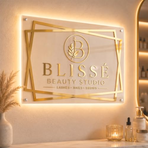 Image of Custom LED Business Logo Backlit Sign | Adjustable brightness, acrylic construction, office reception, corporate lobby, company branding, illuminated display