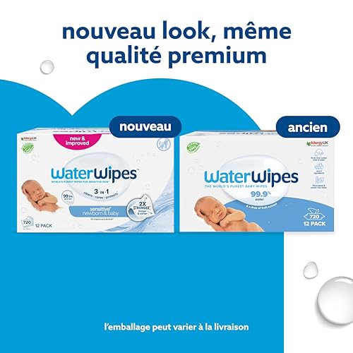 WaterWipes Lingettes Bébés Originales Exemptes De Plastique 720 Unités 12 Paquets Lingettes à Base d'Eau à 99 9 % Non Parfumées pour les Peaux Sensibles - vue 3