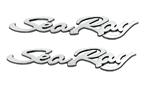 Image of 4pcs New Sea Ray Searay SR Wave Script Emblems 3D Badge etters Boat Self-Adhesive Sticker Genuine Nameplate (Chrome)
