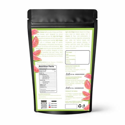 Image of Ajji's Nut Magic Masala Guava 200g | Chatpata Dried Guava Snacks | Sweet & Spicy Indian Masala Fruit Bites | Tangy Healthy | Travel | Party Snack | Kids & Adults | Ready to Eat