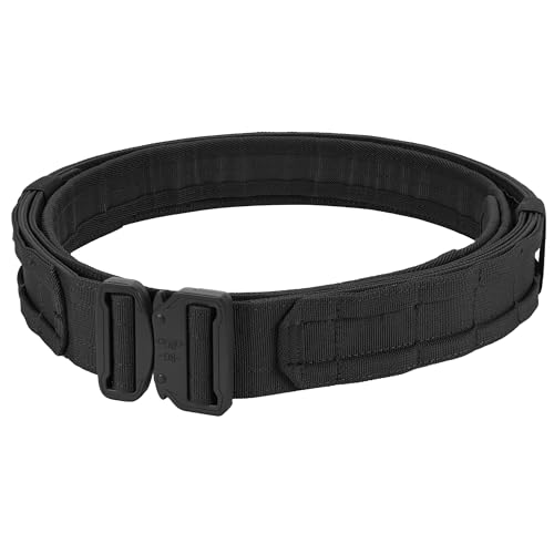SIVIGEAR Tactical Quick Releasebattle Belt Molle Duty Belts Law Enforcement 1.97 Inch Inner & Outer Tactical Heavy Duty Belt for Hunting Black