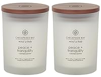 Chesapeake Bay Candle Peace + Tranquility (Cashmere Jasmine) Scented Candles Medium Size 2-Pack Perfect for Home Décor Relaxation and Gifting