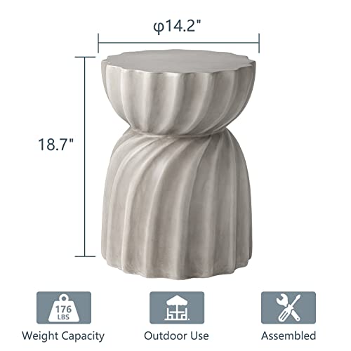 Cosiest Outdoor Side Table,Concrete Contemporary Lightweight Accent Side Table,Patio Side Tables End Table,Outdoor Accent Side Table For Livingroom,Garden,Hourglass,Grey #TOP2