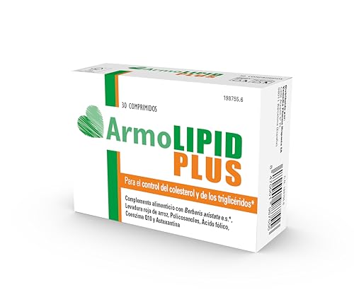 Armolipid PLUS - Complemento alimenticio, ayuda a mantener los niveles de colesterol y Triglicéridos, Levadura roja de arroz, Berberina, Coenzima Q10 y Astaxantina, 30 comprimidos