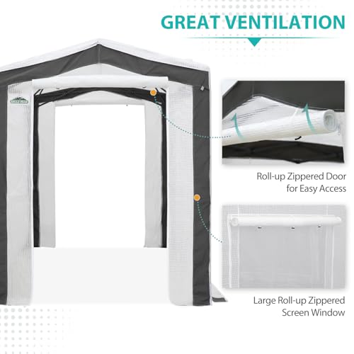 Image of EAGLE PEAK 8x6 Walk in Pop Up Greenhouse, Gray /White