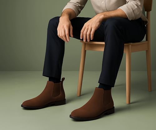 Image of Kraasa Men's Slip On Fashion Chelsea Boots | High Tops, Soft Cushioned Insole, Comfortable Fit, Trendy, Stylish Boots