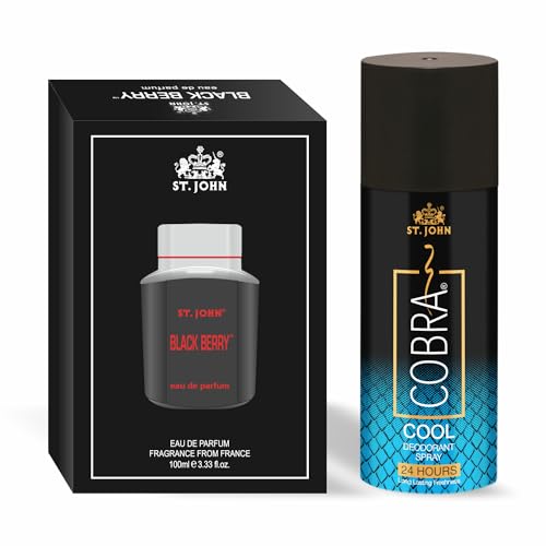 ST-JOHN Cobra Deodorant Cool 150ML & Cobra Blackberry Perfume 100ML Gift Pack for Men (2 Items in the set)