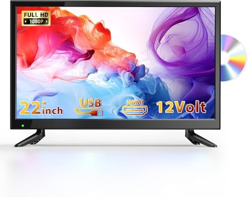DESOBRY 22 Zoll Kleiner Fernseher mit Integriertem DVD-Player