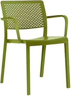 resol grupo Trama Set de 2 sillas con brazos de diseño para interior, exterior, jardín, Verde oliva, 54 x 57 x 80 cm