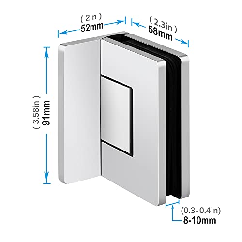 2Pcs 90 Degree Glass Door Hinges, Red Saturn Shower Doors Hinge Replacement Part, Copper Core Bright Chrome Bathroom Clip For 8-10Mm Toughened Glass #TOP1