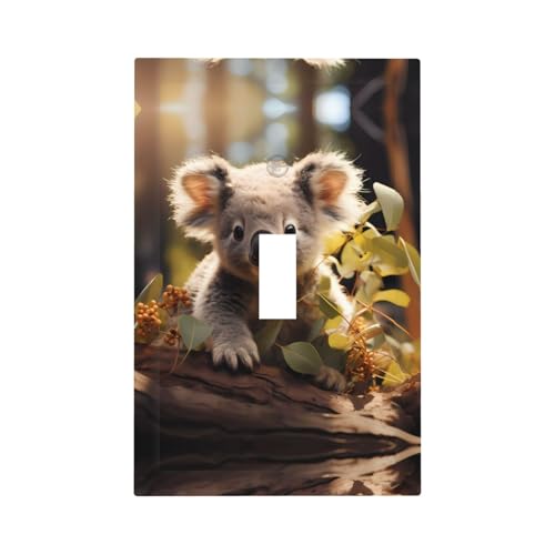 ModernCute - Cubiertas decorativas para interruptores con estampado de plantas de koala, paneles de pared duraderos para interruptores de luz y enchufe