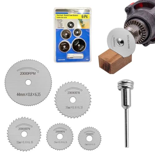 5 Pcs Cutting Discs, Drill Accessories Mini Circular Saw Accessory Rotary Tool Wood Blade Metal Blades Saws Attachment Diamond Stainless Steel Cordless Cutter with Pole, for Woodn Plastic Metals Stone