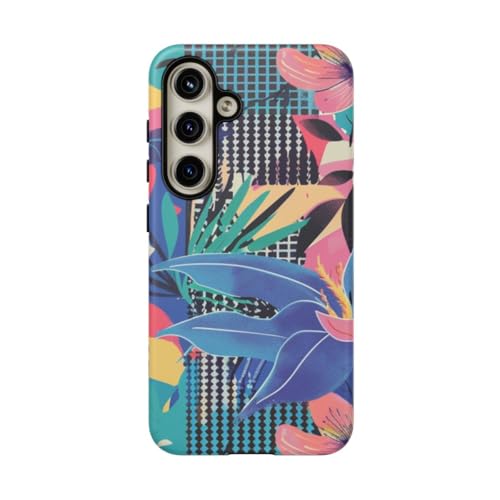 Coque rigide Samsung S24 anti-traces de doigts fleur bleue
