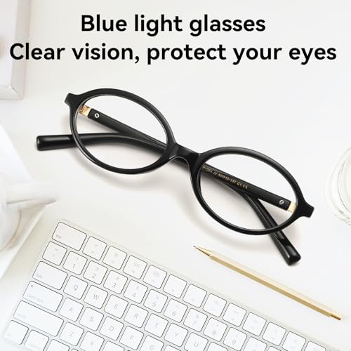 Image of Dollger Oval Blue Light Glasses for Women Men Fashion Retro 90s Small Frame Computer Glasses
