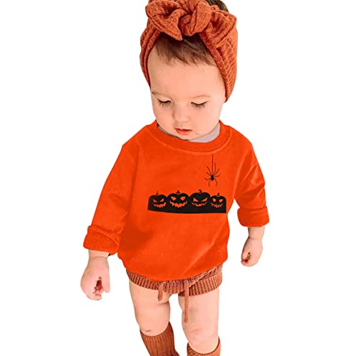Newborn Toddler Baby Boy Girl Halloween Outfit Pumpkin Pullover Sweatshirt Long Sleeve T-Shirt Tops