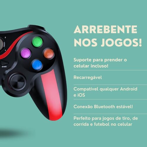 Controle Bluetooth Para Celular Android Ios Pc Com Suporte Incluso Sem Fio Wireless AL-G7 Joystick G