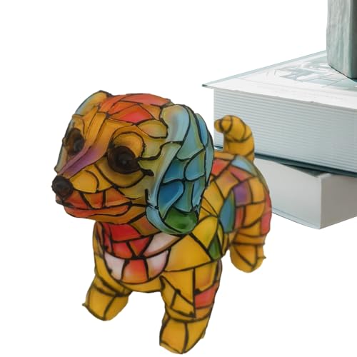 Keyubria Lampada a di bassotto, in colorato, serie di cani, luce notturna artistica in resina colorata, luce notturna da tavolo con bulldog francese, decorazione per la casa, regalo
