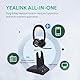 Yealink WH64 Wireless Headset mit Mikrofon,185 m Reichweite DECT & Bluetooth Mono Kabelloses Headset with 3 Mikrofonen für Teams Zoom,Skype,UC,IP-Telefon, PC,26H Sprechzeiten