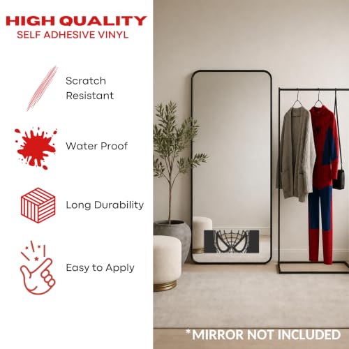 Image of Sticker for Glass & Mirrors | Minimal Vinyl Decal for Bedroom Bathroom & Cafe | Self-Adhesive Quote Aesthetic Mirror Sticker | No Mirror Included (Spider Mask, Large, Matt Black)
