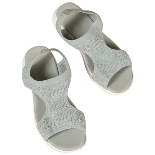 Sandalias de Moda Mujer ortopédicas para Mujer Sandalia Verano Punta Abierta Sandalias de Playa Ligeras Cómodo Sandalia Transpirable Punto Plataforma Deportiva Zapatos Para Caminar, gris, 37 EU